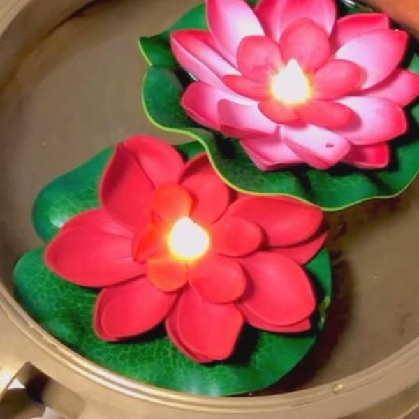 Floating Candle - LED - Lotus - Set Of 6 Floating Candle - LED - Lotus - Set Of 6