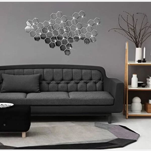 Wall Decor - Mirror Stickers - Hexagon - Set Of 11 Wall Decor - Mirror Stickers - Hexagon - Set Of 11